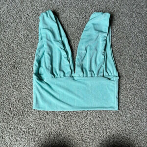Blue Shiny Cropped Tank Top Sz L